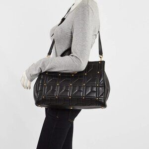 Gucci Black Quilted Leather Studded Marmont Medium Top Handle Tote Bag